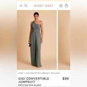 Birdy Grey Gigi Convertible Jumpsuit in Chiffon Sea Glass, size M